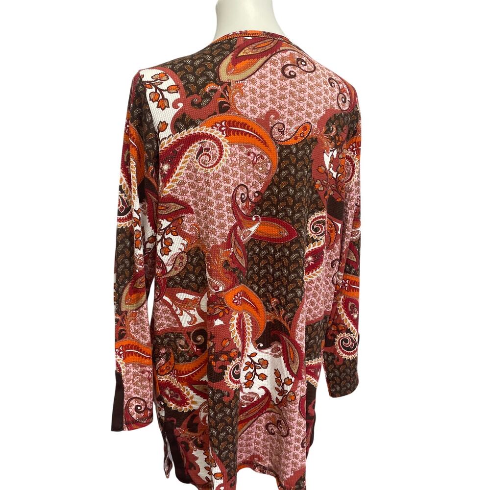 Roaman's Women Size 14/16 Long Sleeve Boho Patchwork Print Paisley Blouse Top - Picture 4 of 7